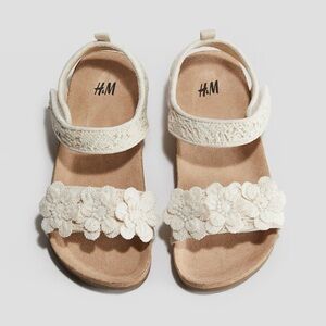 H&M Ivory Floral Embellished Sandals